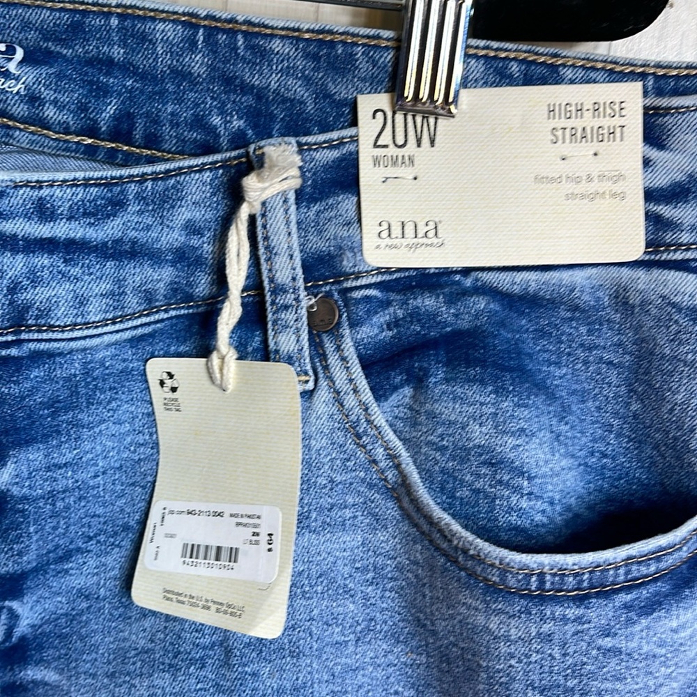 N/WT ana woman High Rise Straight leg raw hem jeans-self fasten- no zip